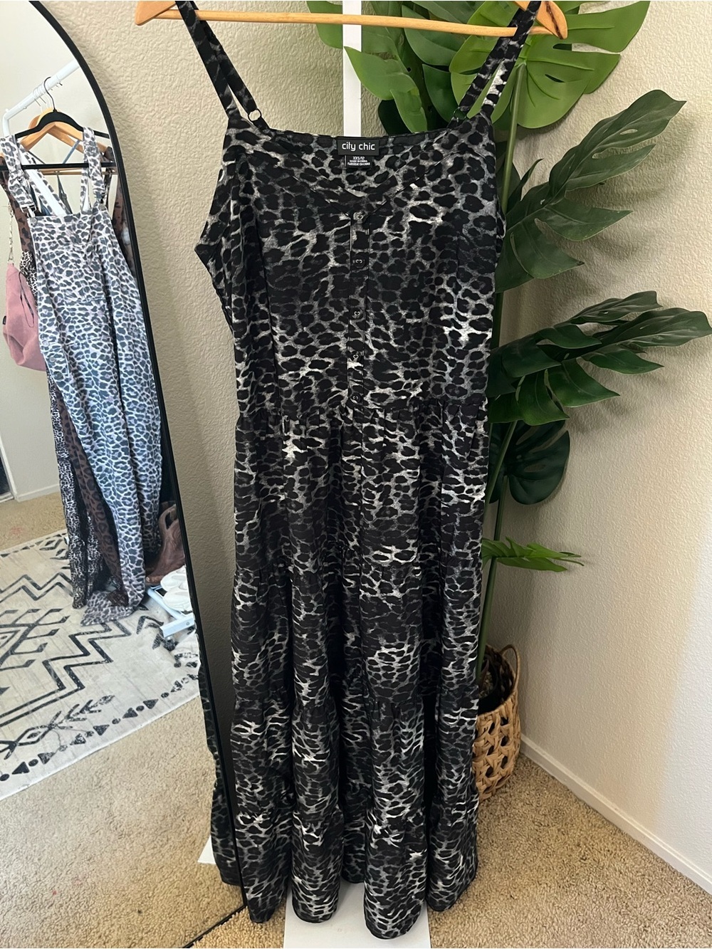 🖤 City Chic Maxi Aylin Black Leopard Maxi Dress XXS/12 NWT